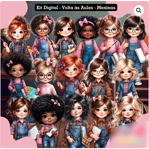 Kit Digital Volta as Aulas Menina - Cute Corte