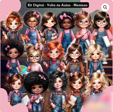 Kit Digital Volta as Aulas Menina - Cute Corte