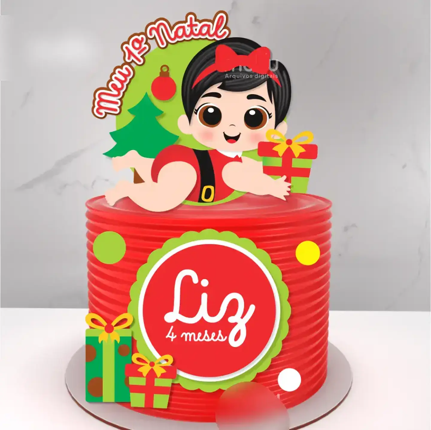 Arquivo Topo de Bolo Natal Baby Meu 1º Natal - EM CAMADAS 1
