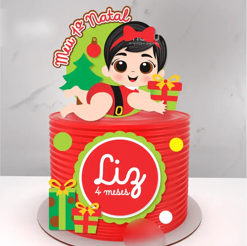 Arquivo Topo de Bolo Natal Baby Meu 1º Natal - EM CAMADAS 1