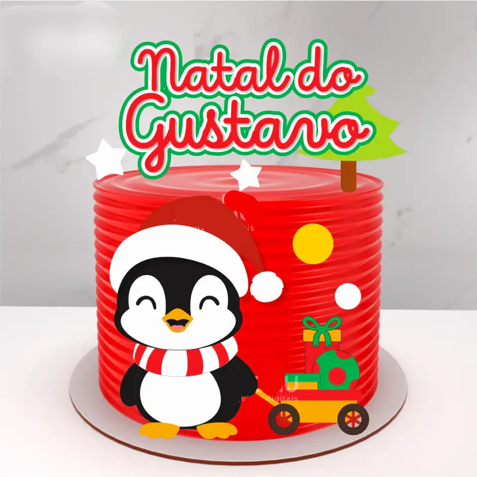  Arquivo Topo de Bolo Natal Pinguim - EM CAMADAS 1