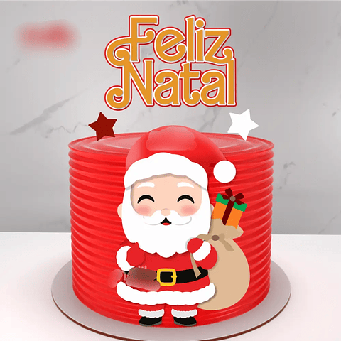 Arquivo Topo de Bolo Natal Papai Noel - EM CAMADAS