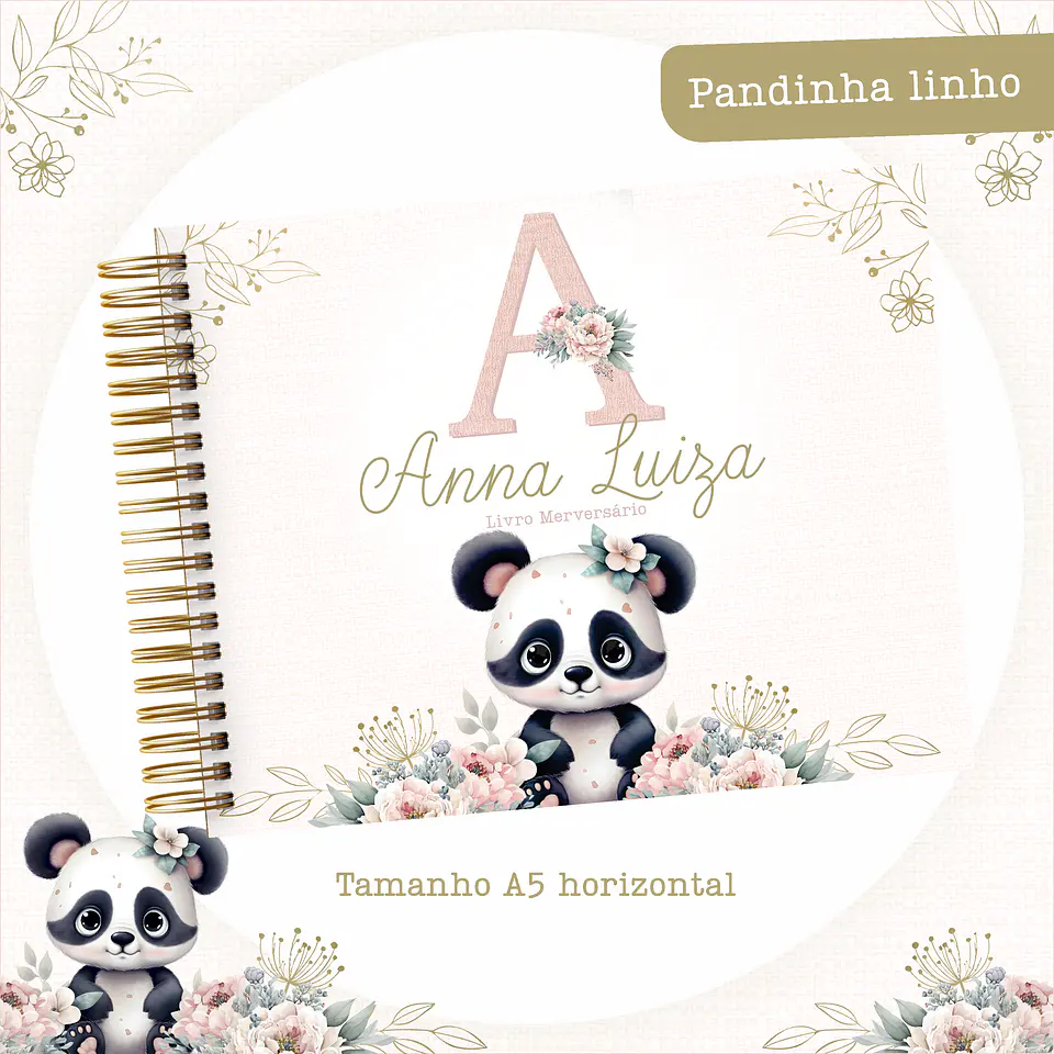 Arquivo Encadernação Baby Panda Linho Rosa Alfabeto - PAMELLA 3