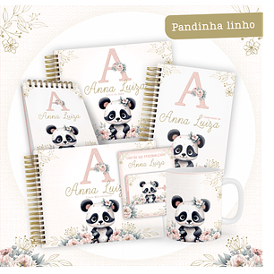 Arquivo Encadernação Baby Panda Linho Rosa Alfabeto - PAMELLA