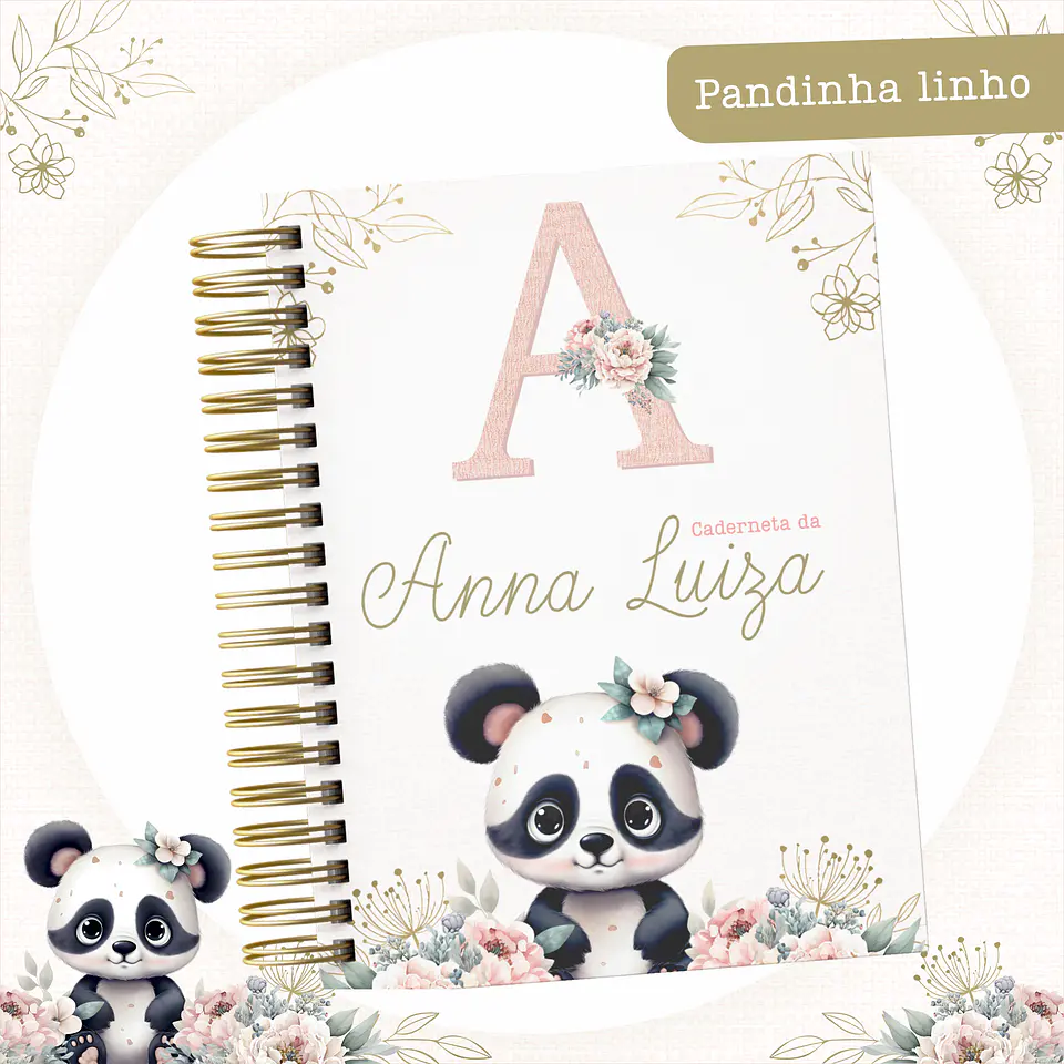 Arquivo Encadernação Baby Panda Linho Rosa Alfabeto - PAMELLA 7