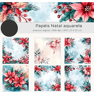 Kit Digital Natal Papéis Floral - Tutti