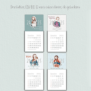 Arquivo COMBO 12 Mini calendário de geladeira 2025 santinhos diversos - Carinas Paper