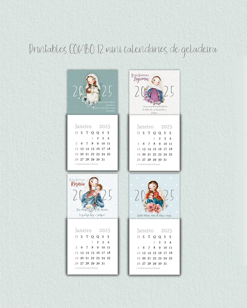 Arquivo COMBO 12 Mini calendário de geladeira 2025 santinhos diversos - Carinas Paper 2