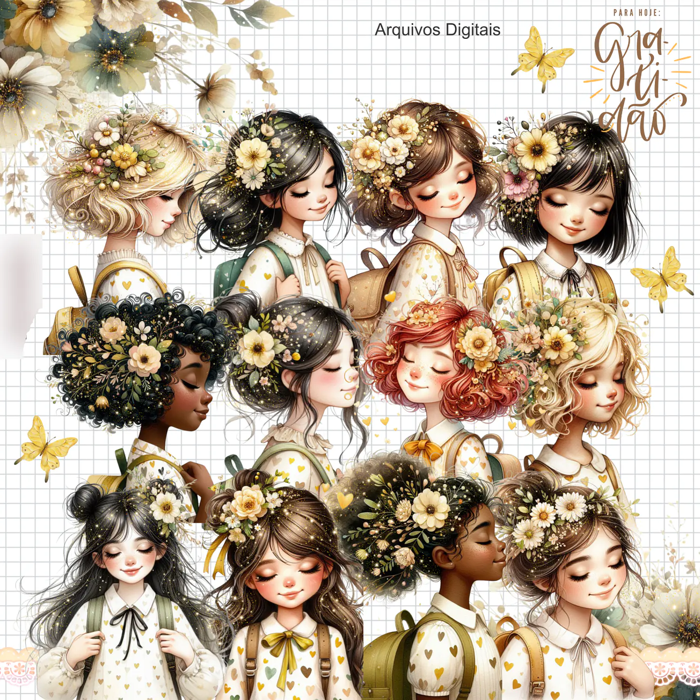 Arquivo Encadernação Kit Gratidão Floral Amarelo - Crys Arts 3