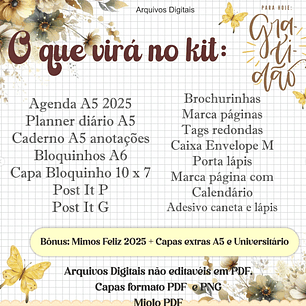 Arquivo Encadernação Kit Gratidão Floral Amarelo - Crys Arts