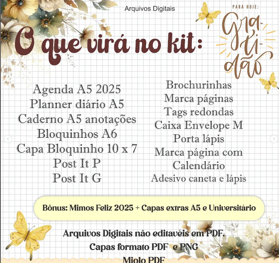 Arquivo Encadernação Kit Gratidão Floral Amarelo - Crys Arts 2
