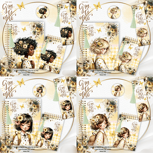 Arquivo Encadernação Kit Gratidão Floral Amarelo - Crys Arts