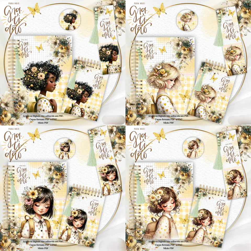 Arquivo Encadernação Kit Gratidão Floral Amarelo - Crys Arts 1