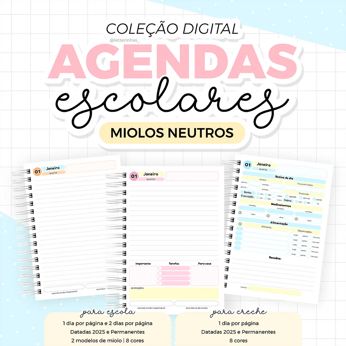 Arquivo Agendas Escolares 2025 Miolos Neutros - LETTERINHAS 1
