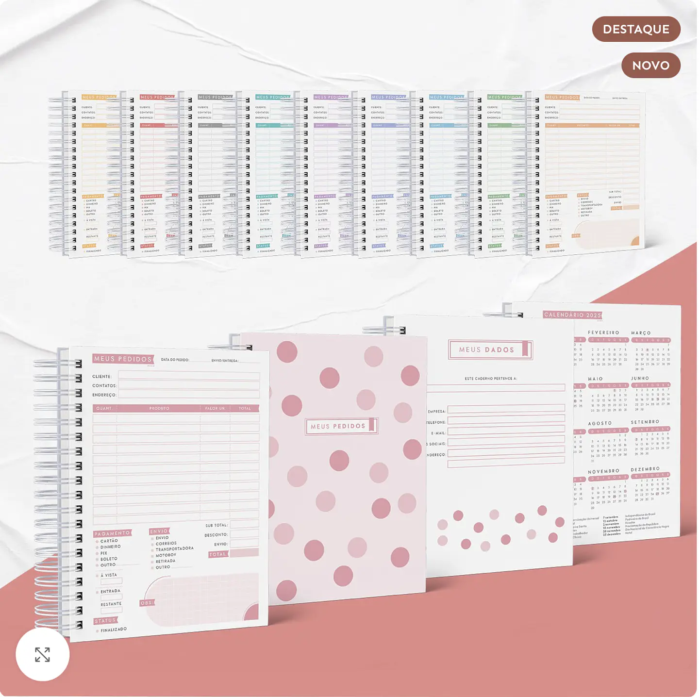 Arquivo Caderno de Pedidos Minimalista 10 cores + Capas - AMARANTTO 1