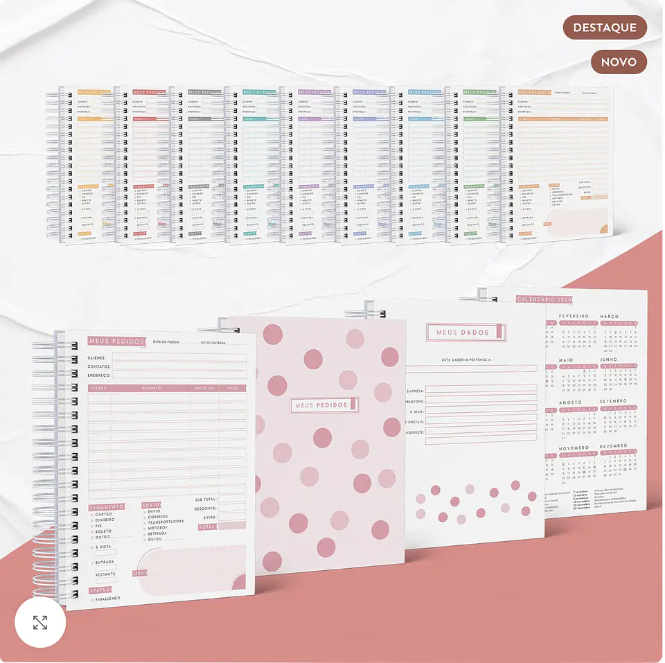 Arquivo Caderno de Pedidos Minimalista 10 cores + Capas - AMARANTTO 1