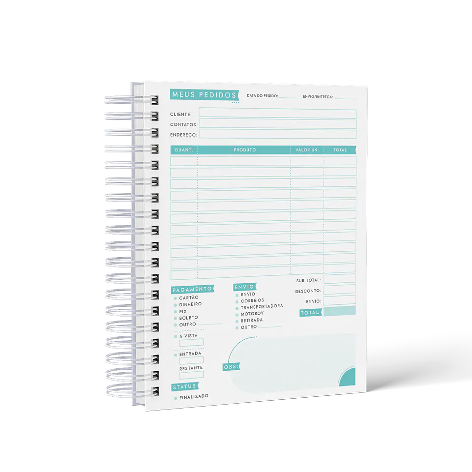 Arquivo Caderno de Pedidos Minimalista 10 cores + Capas - AMARANTTO 7