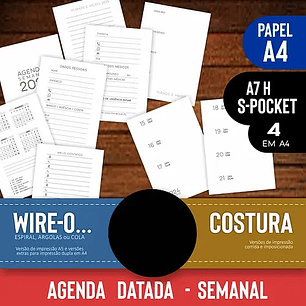 Arquivo Agenda Pocket A7 Visão Semanal - LOJA DA NADIA
