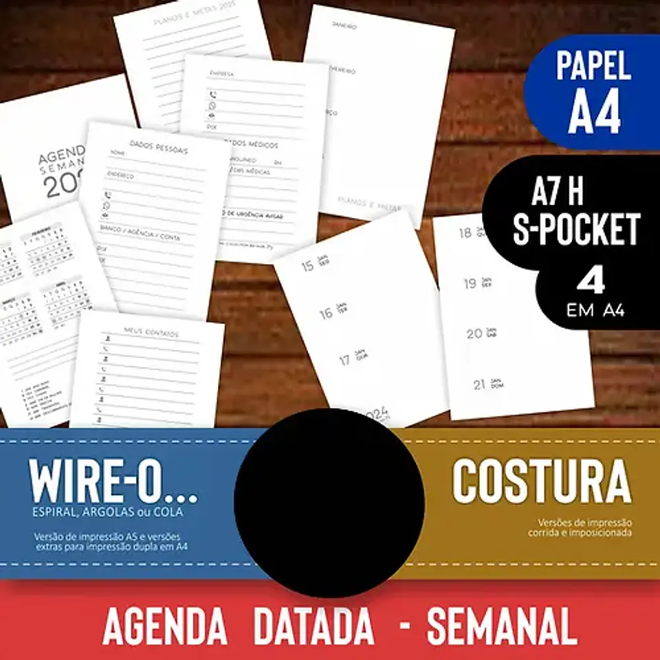 Arquivo Agenda Pocket A7 Visão Semanal - LOJA DA NADIA 1