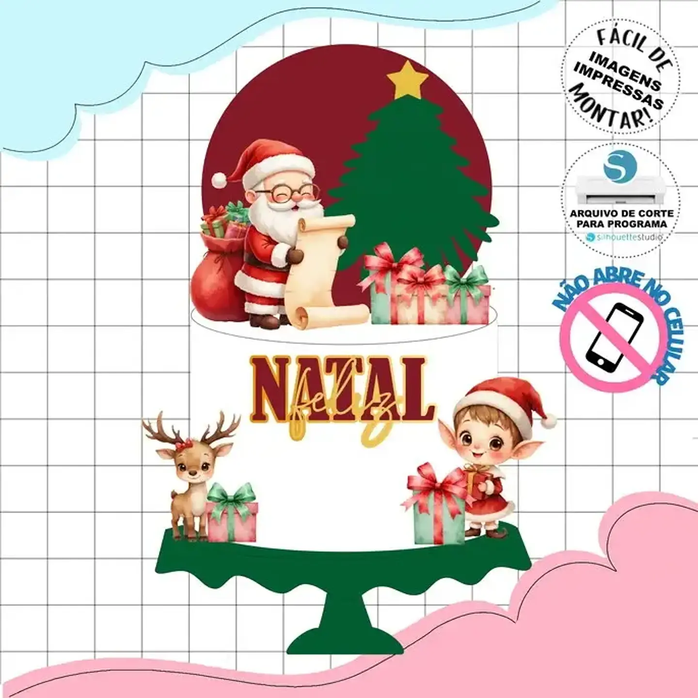 Arquivo de Corte Topo Natal Aquarela 1
