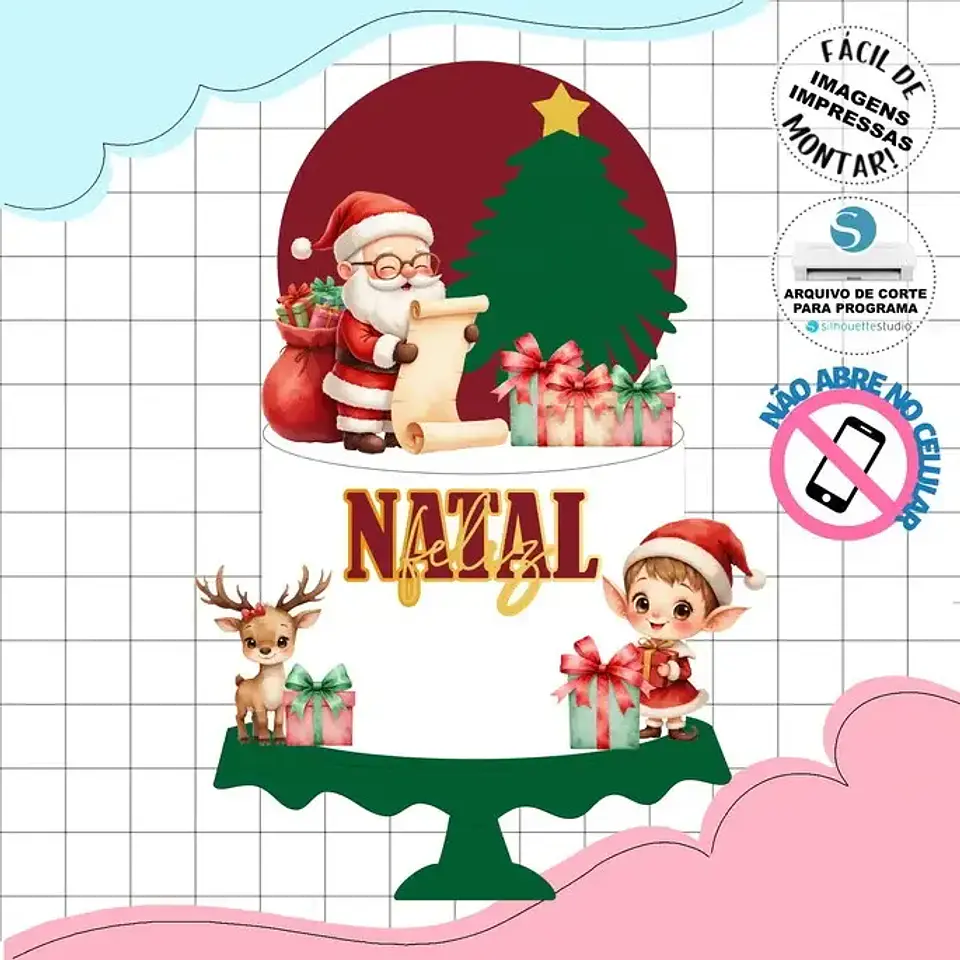 Arquivo de Corte Topo Natal Aquarela 1