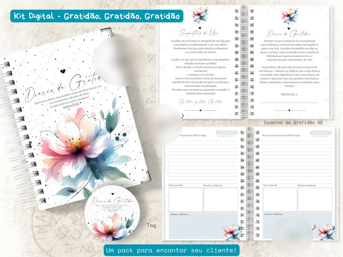 Arquivo Caderno Gratidão Floral Aquarela - ENCADERNA COM AMOR 1