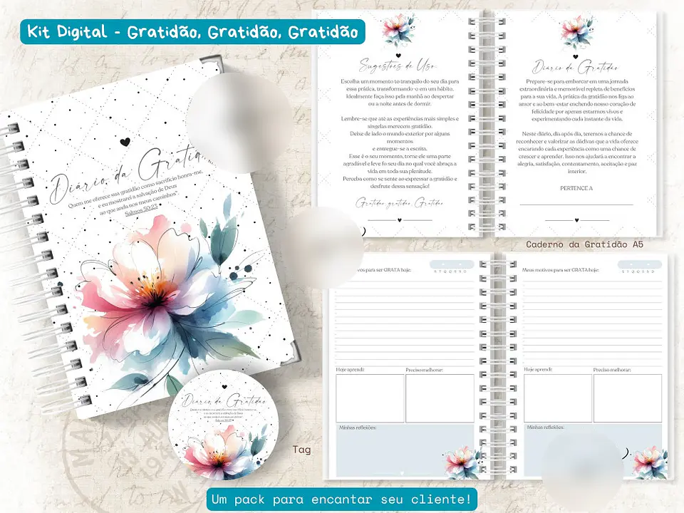 Arquivo Caderno Gratidão Floral Aquarela - ENCADERNA COM AMOR 1