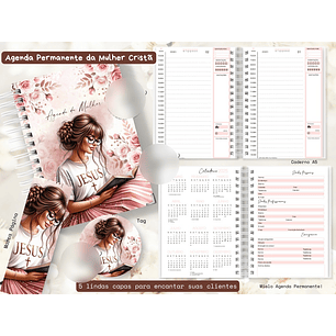 Arquivo Agenda Permanente da Mulher Cristã Floral Rosa - ENCADERNA COM AMOR