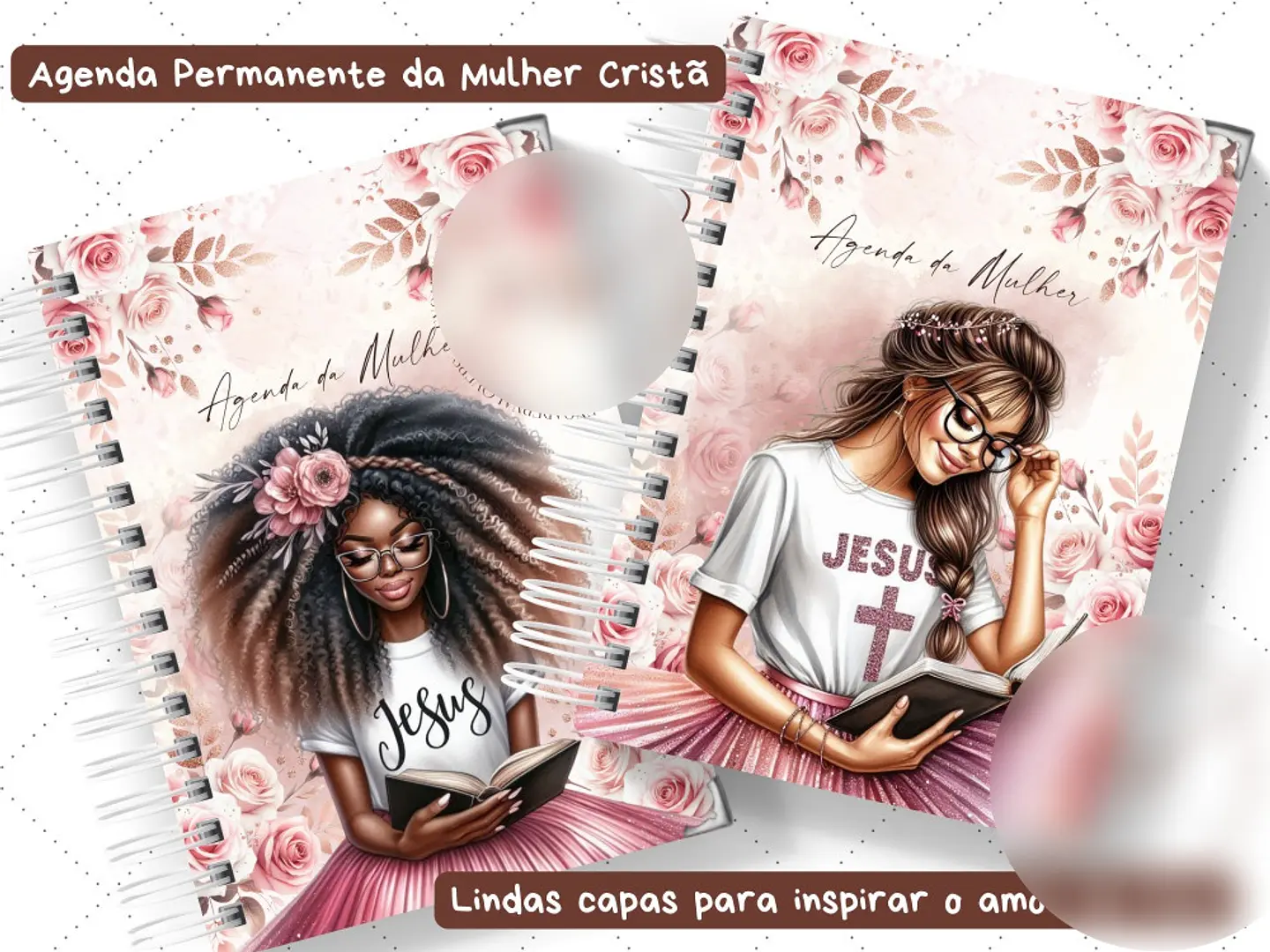 Arquivo Agenda Permanente da Mulher Cristã Floral Rosa - ENCADERNA COM AMOR 2