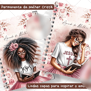 Arquivo Agenda Permanente da Mulher Cristã Floral Rosa - ENCADERNA COM AMOR