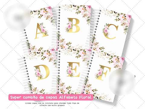 Arquivo Capas Alfabeto Floral Rosa - Encaderna com Amor