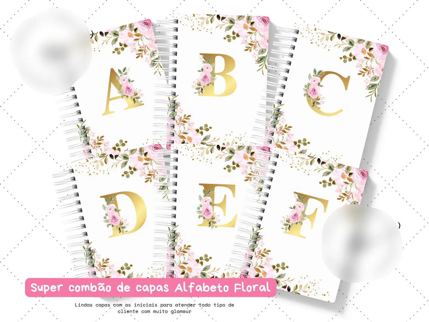 Arquivo Capas Alfabeto Floral Rosa - Encaderna com Amor 1