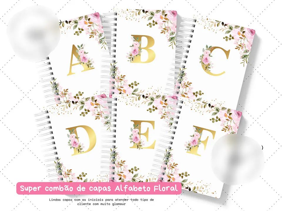 Arquivo Capas Alfabeto Floral Rosa - Encaderna com Amor 1