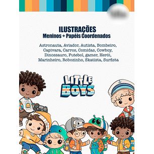 Kit Digital Little Boys - Meninos + Papéis Coordenados - TITA