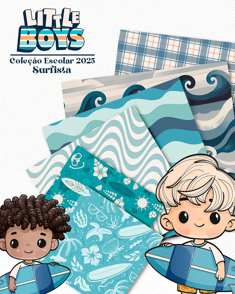 Kit Digital Little Boys - Meninos + Papéis Coordenados - 3