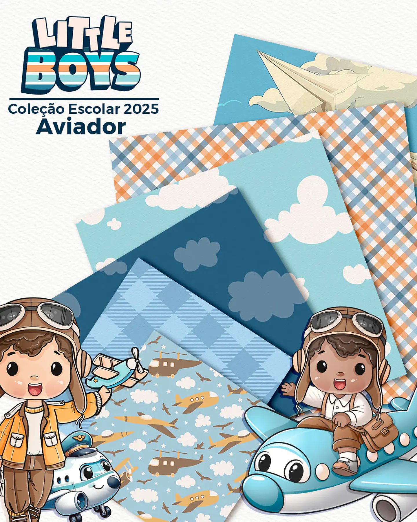 Kit Digital Little Boys - Meninos + Papéis Coordenados - 6