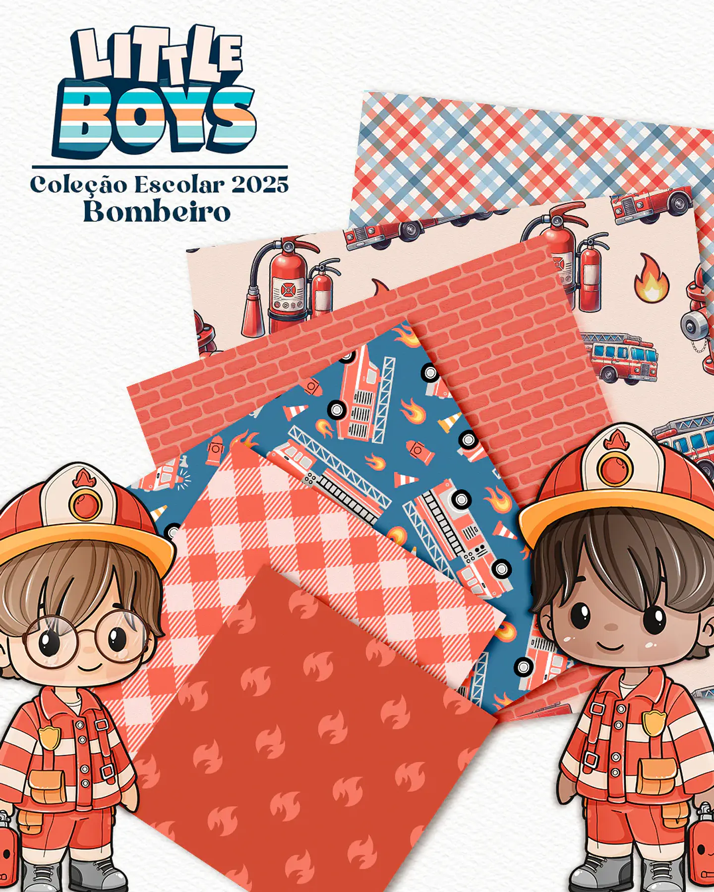 Kit Digital Little Boys - Meninos + Papéis Coordenados - 7