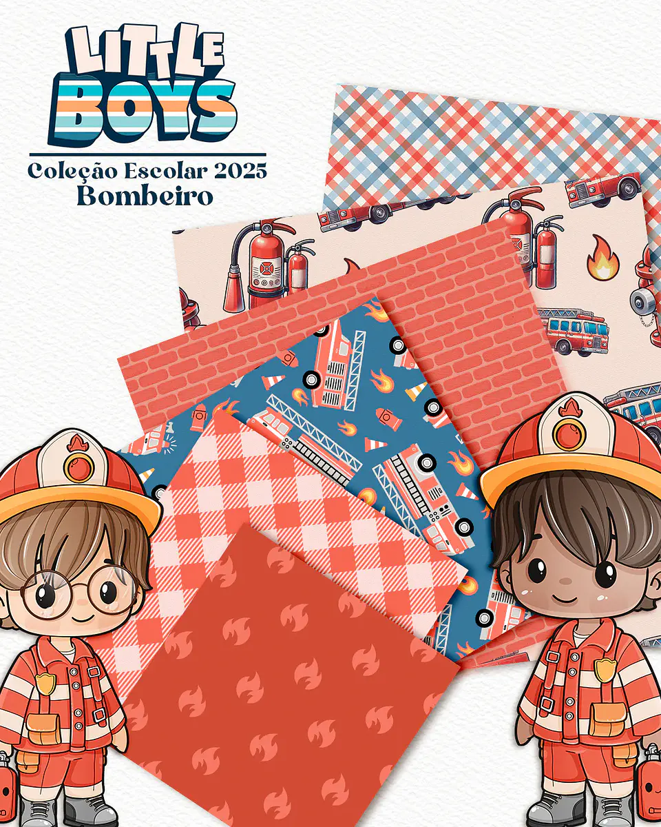 Kit Digital Little Boys - Meninos + Papéis Coordenados - 7