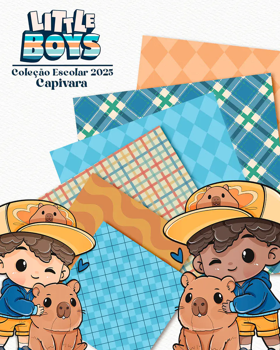 Kit Digital Little Boys - Meninos + Papéis Coordenados - 8