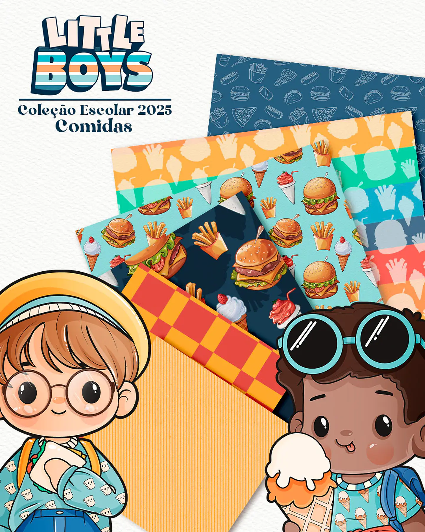 Kit Digital Little Boys - Meninos + Papéis Coordenados - 10