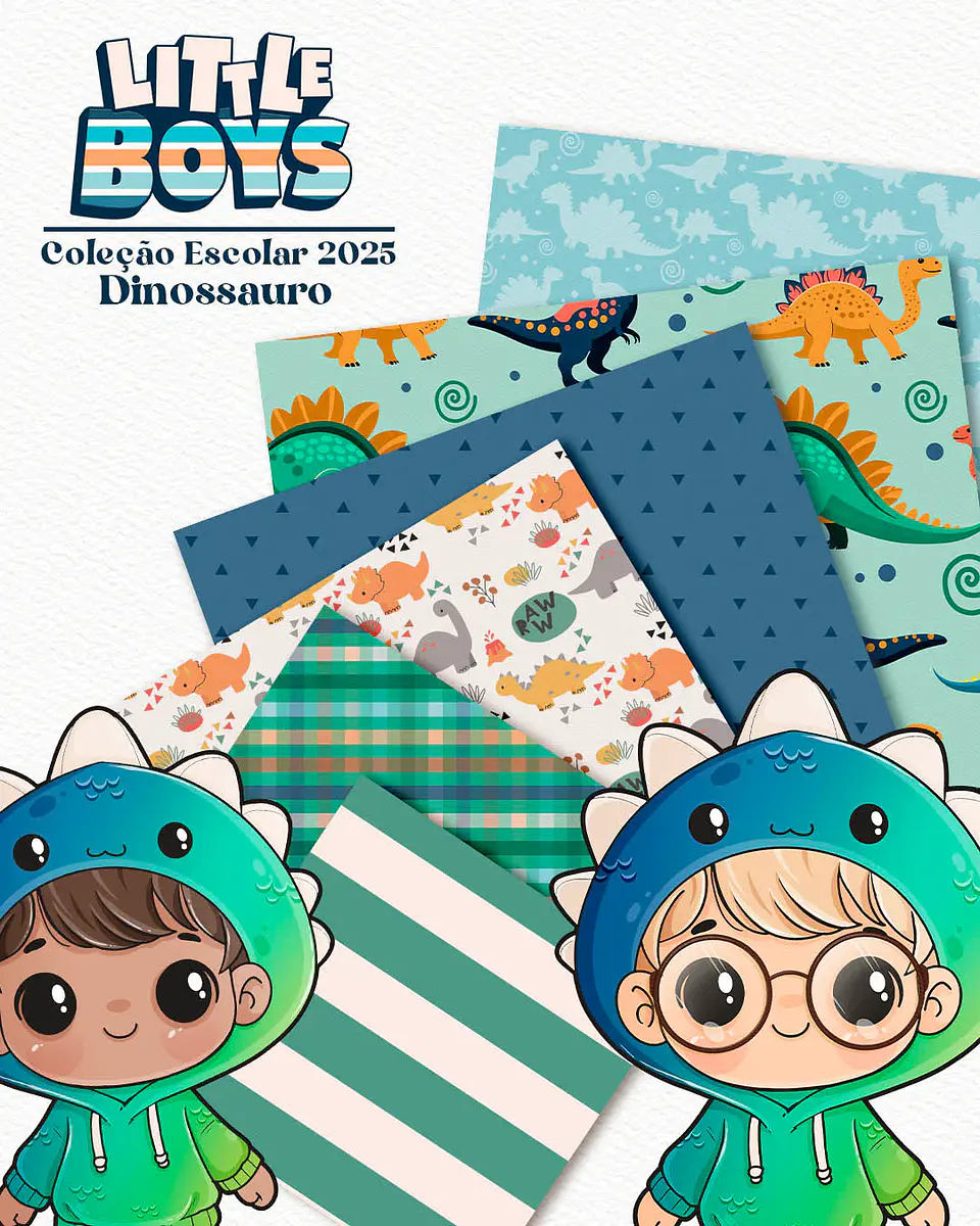 Kit Digital Little Boys - Meninos + Papéis Coordenados - 12