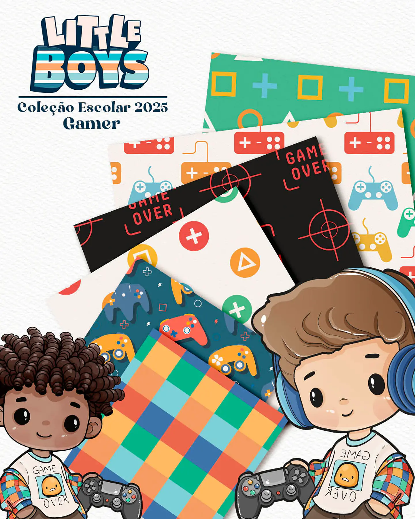 Kit Digital Little Boys - Meninos + Papéis Coordenados - 14