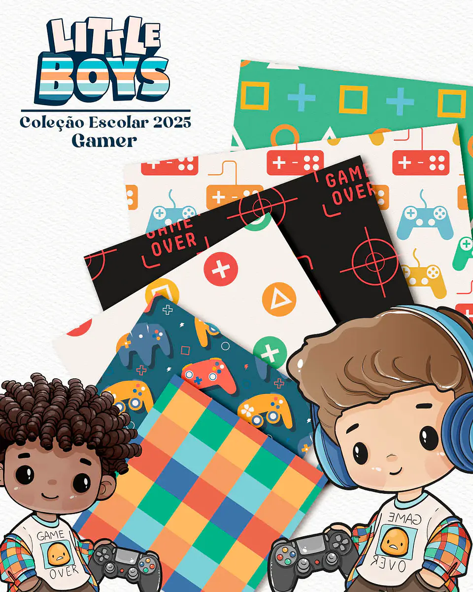 Kit Digital Little Boys - Meninos + Papéis Coordenados - 14