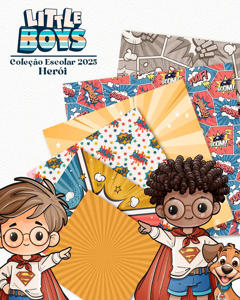 Kit Digital Little Boys - Meninos + Papéis Coordenados - 15