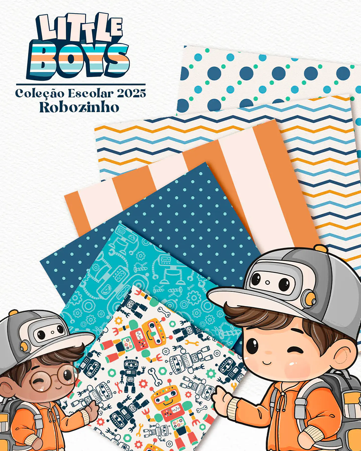 Kit Digital Little Boys - Meninos + Papéis Coordenados - 16