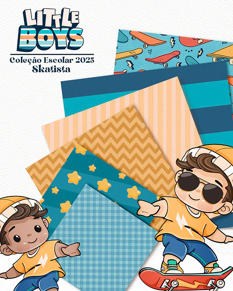 Kit Digital Little Boys - Meninos + Papéis Coordenados -