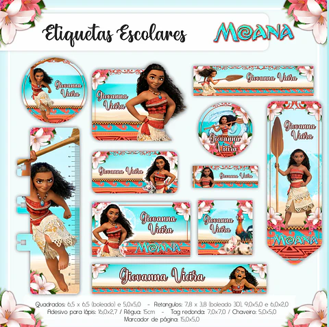 Arquivo Etiquetas Escolares Moana