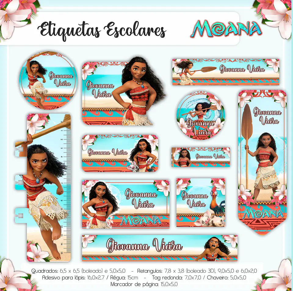 Arquivo Etiquetas Escolares Moana 1