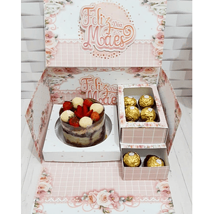 Arquivo de Corte Caixa Cenario Bolo e Doces Dois Andares - Dia das Mães