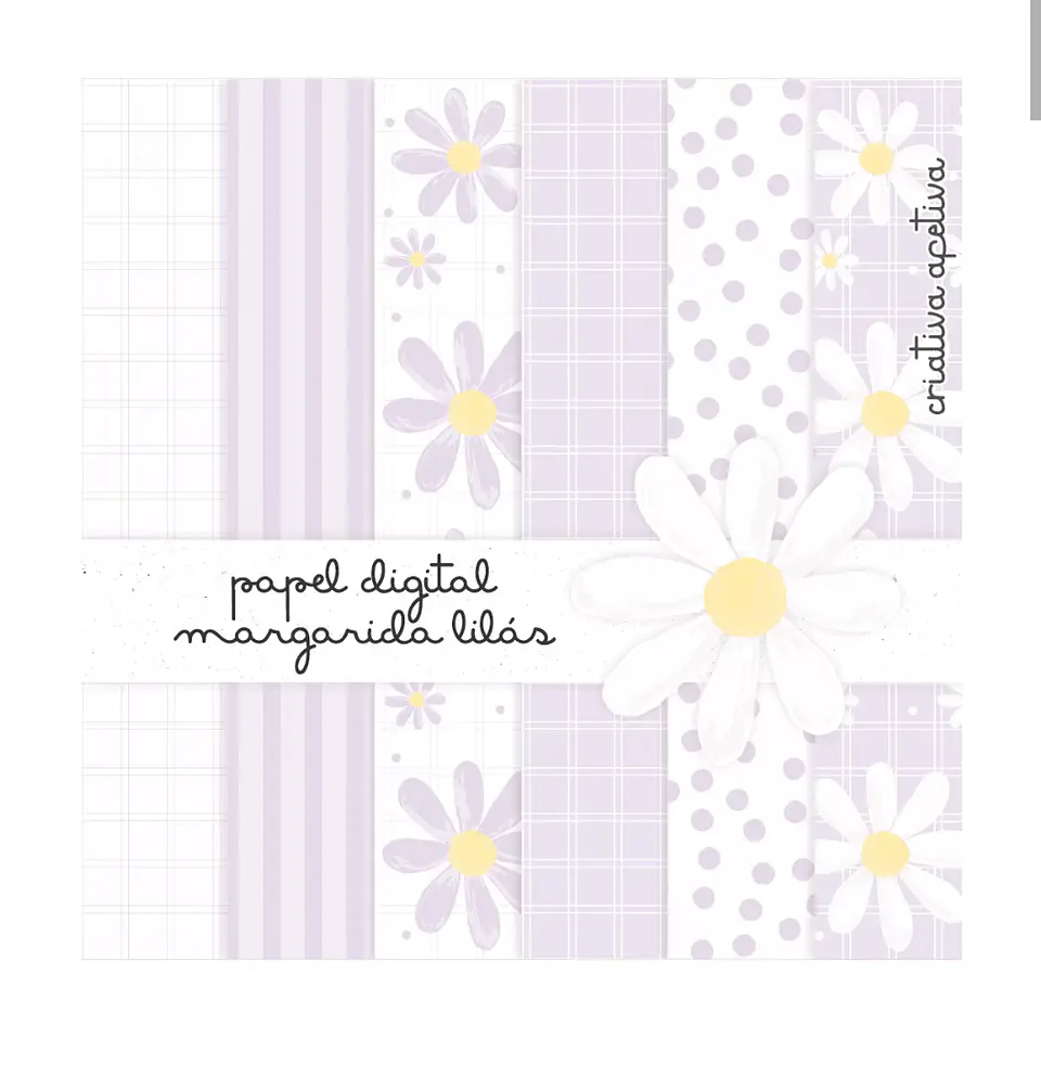 Kit Papel Digital Margarida Lilás 1